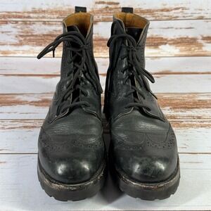 Frye Men's 8.5 Black Leather Lace Up Ankle Boots Brogue Casual 8011470